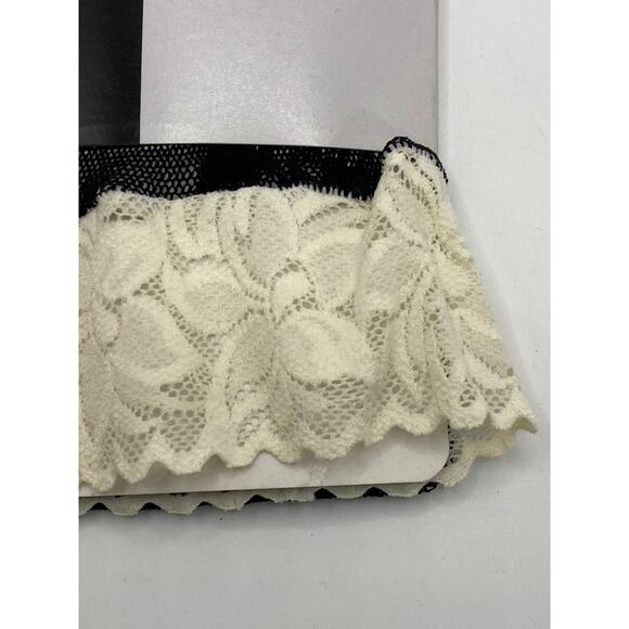 FOOT TRAFFIC Women's Ivory-Black Lace Colorblock Knee High Trouser Socks SZ OS - Picture 3 of 7